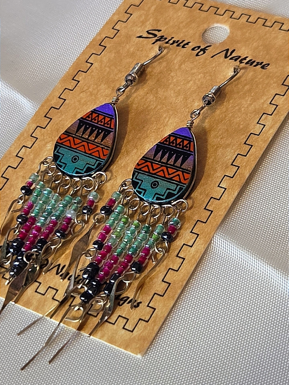 Multicolor Boho Teardrop Fringe Earrings